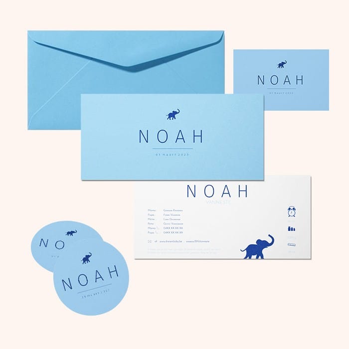 Geboortekaartje Noah - snel en gemakkelijk geboortekaartje online - België - dezelfde werkdag nog verzonden - snel en goedkoop